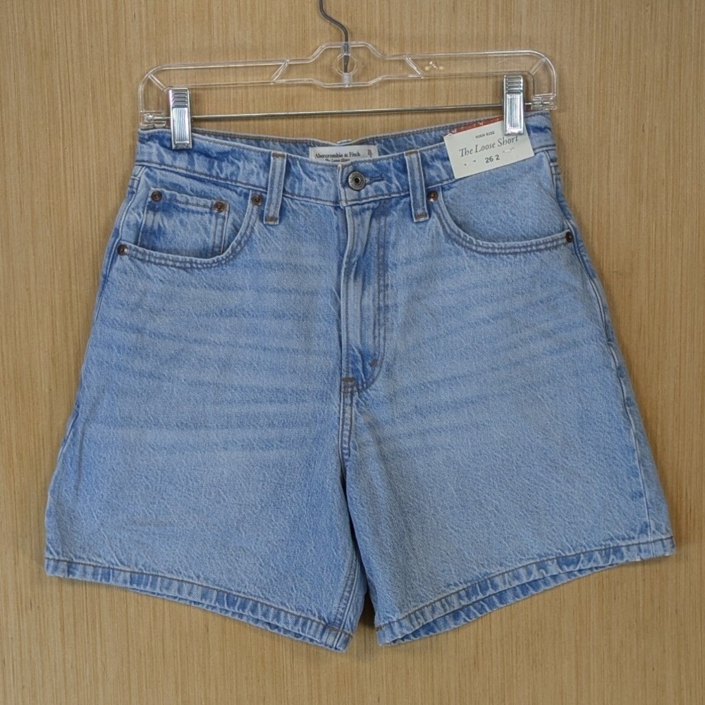 Abercrombie & Fitch The Loose Short Jorts 90s Minimalist High Rise Denim 26 New - Picture 1 of 10